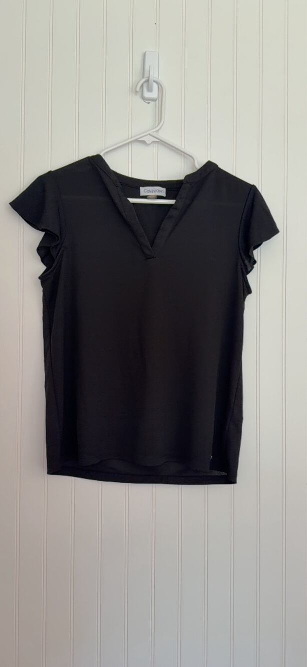 Calvin Klein Black Flutter Sleeve Blouse – Size Small